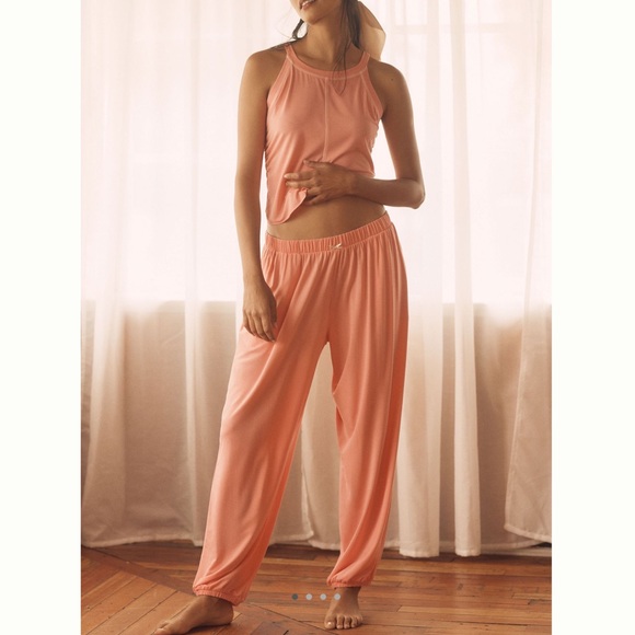 Anthropologie Briar Pajama SET Elastic Pants and Tank NEW Medium Pink